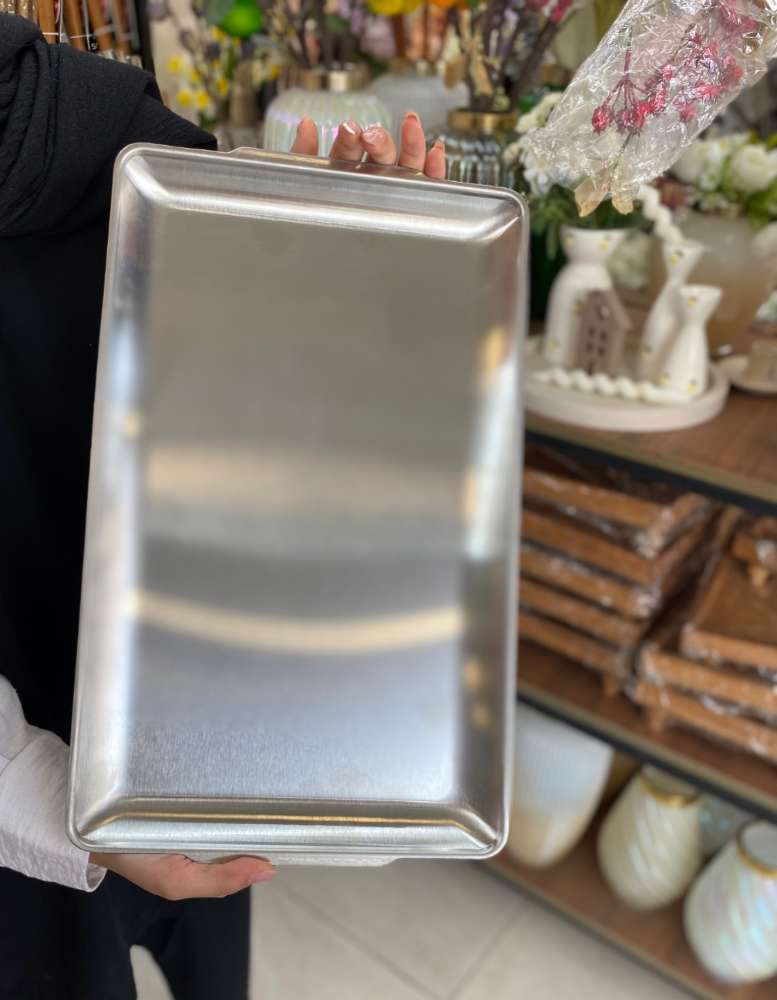 سینی استیل نقره ای۲۴×۴۰